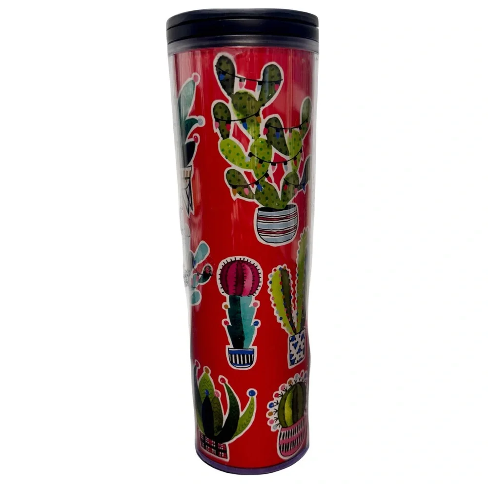 Starbucks Holiday 2017 Cactus 16 oz plastic travel coffee tumbler NWT